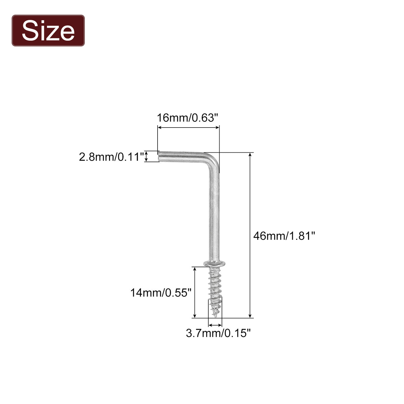 uxcell Uxcell Rechtwinklige Haken, 40 Stück 1-1/4" L-förmige Schraubhaken, Schraubhaken mit 7-facher Rechtwinkel-Metallkonstruktion zum Aufhängen, Silber