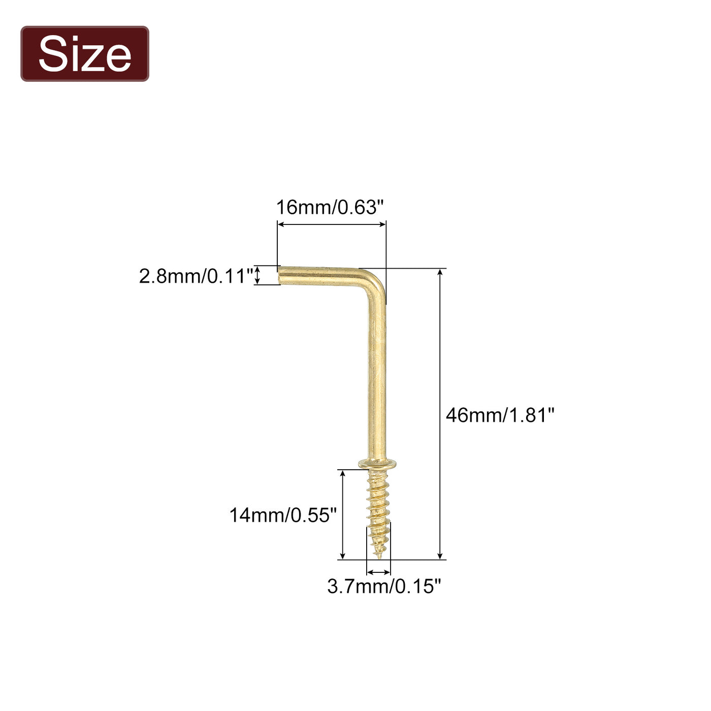 uxcell Uxcell Rechtwinklige Haken, 50 Stück 1-1/4" L-förmige Schraubhaken, Schraubhaken mit 7-facher Rechtwinkel-Metallkonstruktion zum Aufhängen, Gold