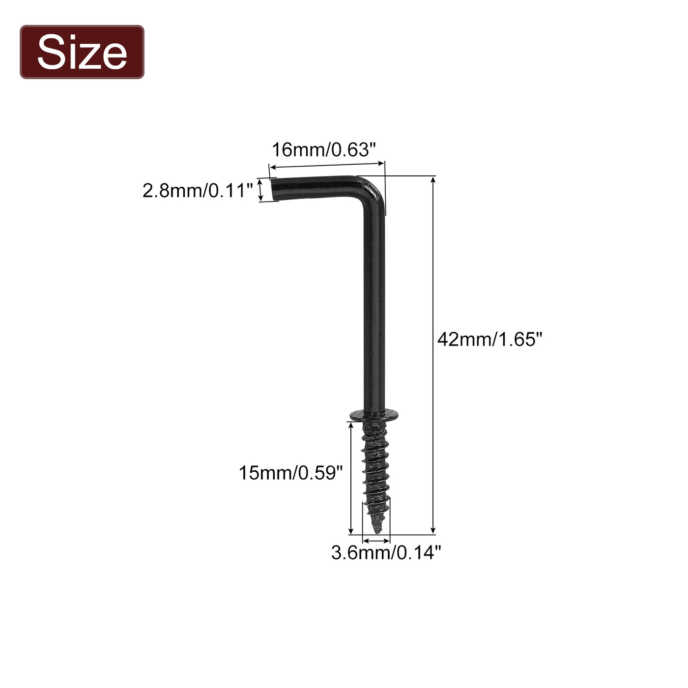 uxcell Uxcell Rechtwinklige Haken, 40 Stück 1-1/4" L-förmige Schraubhaken, Schraubhaken mit 7-facher Rechtwinkel-Metallkonstruktion zum Aufhängen, Schwarz