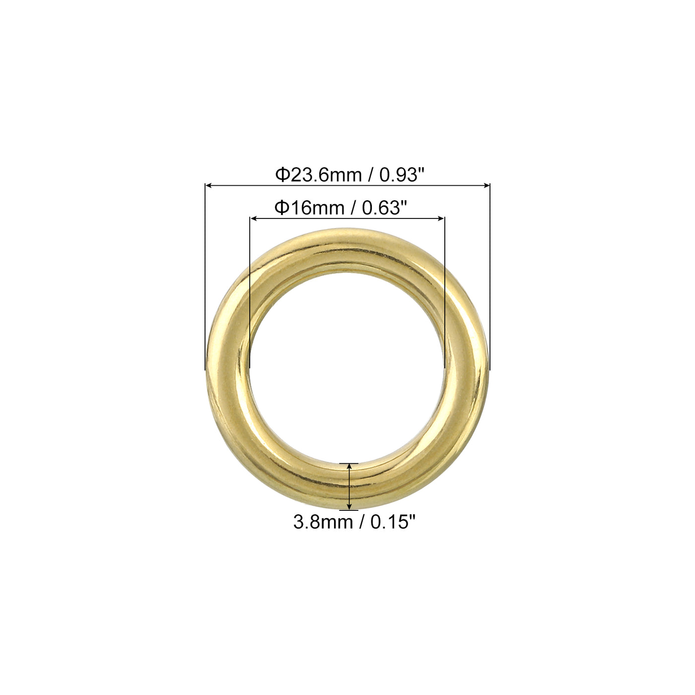 uxcell Uxcell O Ring Buckle 16mm/0.63", Brass Seamless Welded Circle Loop 3.8mm Thickness