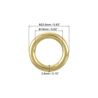 Harfington Uxcell O Ring Buckle 16mm/0.63", Brass Seamless Welded Circle Loop 3.8mm Thickness