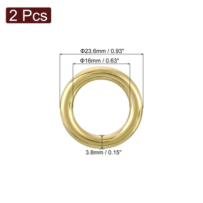 Harfington Uxcell 2Pcs O Ring Buckle 16mm/0.63", Brass Seamless Welded Circle Loop 3.8mm Thickness