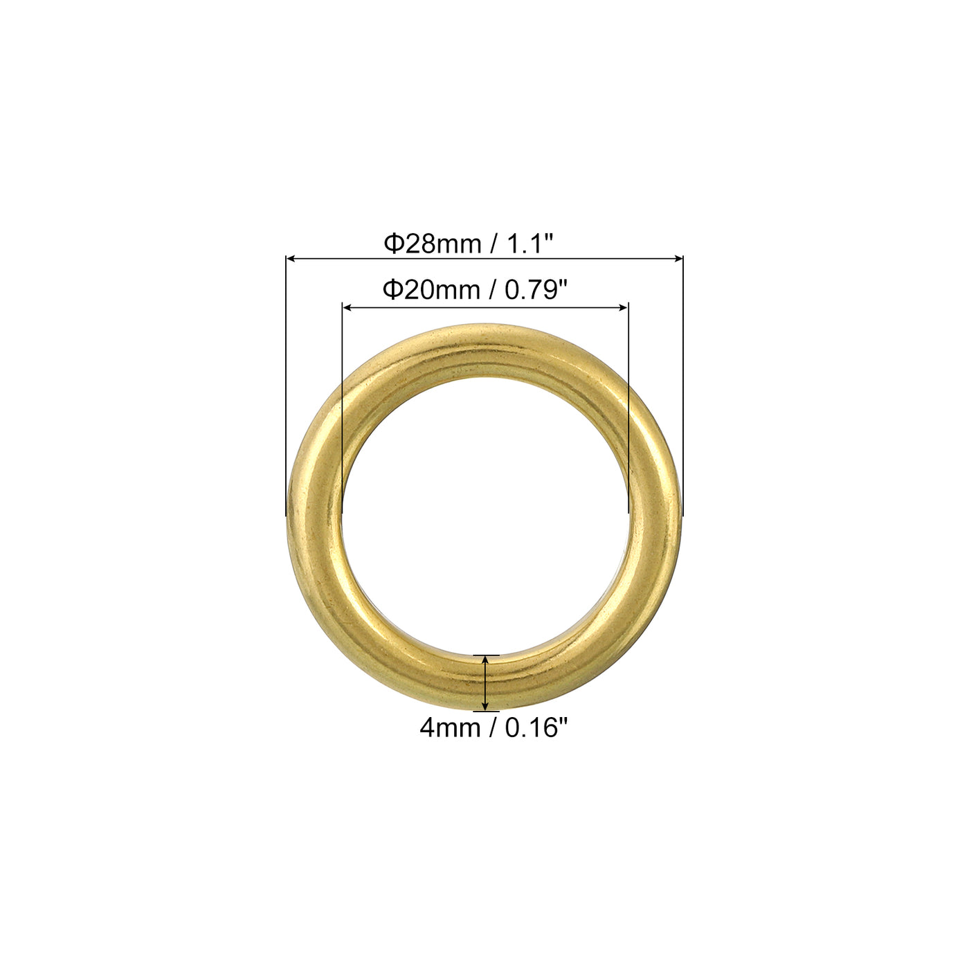 uxcell Uxcell 1 Stück O-Ring Schnalle 20mm/0,79", nahtloser geschweißter Messingkreis mit 4mm Dicke für Gepäckgurte, Bastelarbeiten, DIY-Dekoration, goldfarben