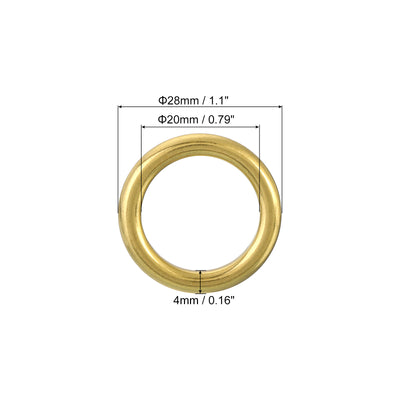 Harfington Uxcell 1 Stück O-Ring Schnalle 20mm/0,79", nahtloser geschweißter Messingkreis mit 4mm Dicke für Gepäckgurte, Bastelarbeiten, DIY-Dekoration, goldfarben