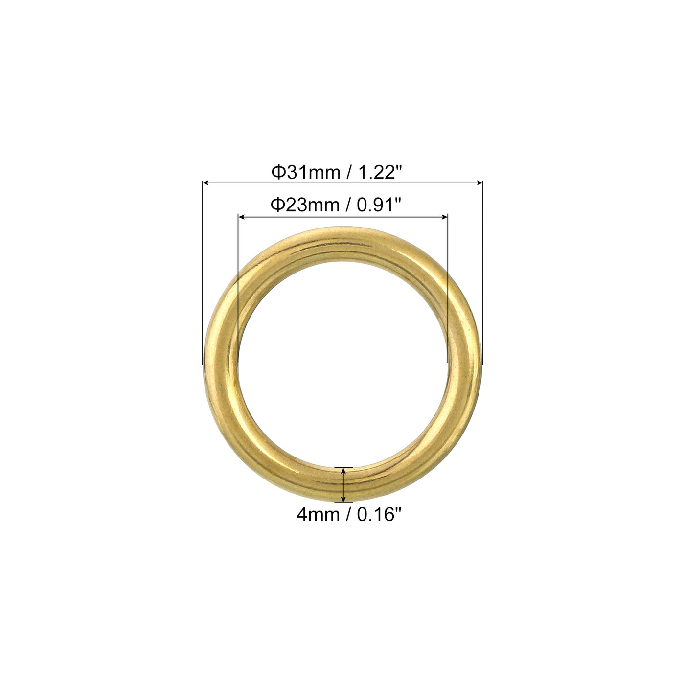 uxcell Uxcell O Ring Buckle 23mm/0.91", Brass Seamless Welded Circle Loop 4mm Thickness