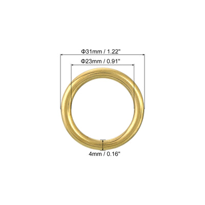 Harfington Uxcell O Ring Buckle 23mm/0.91", Brass Seamless Welded Circle Loop 4mm Thickness