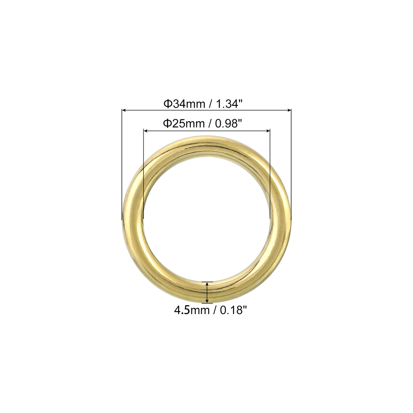 uxcell Uxcell O Ring Buckle 25mm/0.98", Brass Seamless Welded Circle Loop 4.5mm Thickness