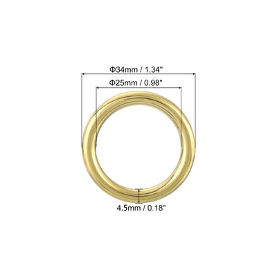 Harfington Uxcell O Ring Buckle 25mm/0.98", Brass Seamless Welded Circle Loop 4.5mm Thickness