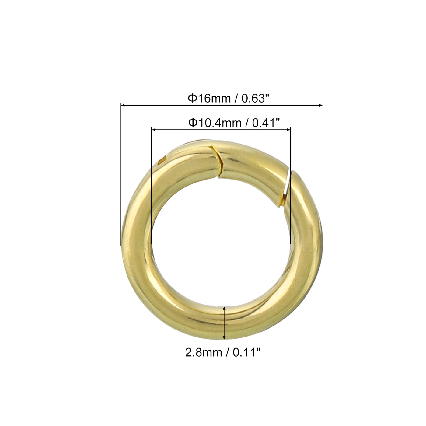 uxcell Uxcell Metal Spring O Rings 0.41"(10.4mm), Brass Spring Keyring Buckle