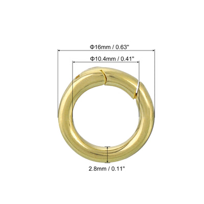 Harfington Uxcell Metal Spring O Rings 0.41"(10.4mm), Brass Spring Keyring Buckle