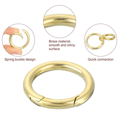 Harfington Uxcell Metal Spring O Rings 0.41"(10.4mm), Brass Spring Keyring Buckle