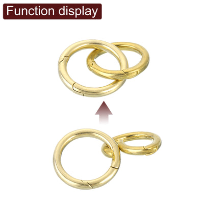 Harfington Uxcell 2Pcs Metal Spring O Rings 0.41"(10.4mm), Brass Spring Keyring Buckles