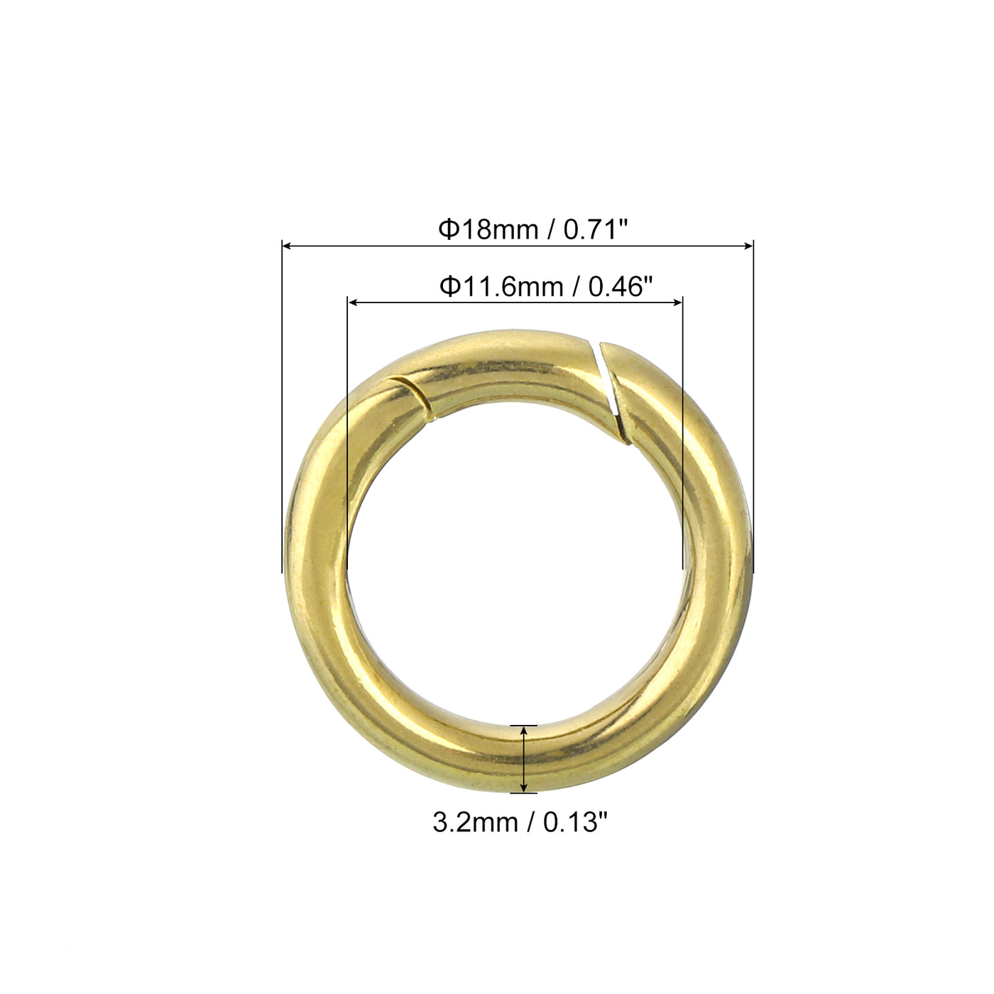 uxcell Uxcell Metal Spring O Rings 0.46"(11.6mm), Brass Spring Keyring Buckles