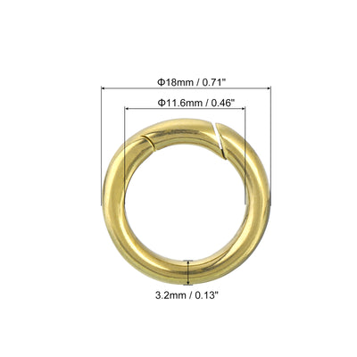 Harfington Uxcell Metal Spring O Rings 0.46"(11.6mm), Brass Spring Keyring Buckles