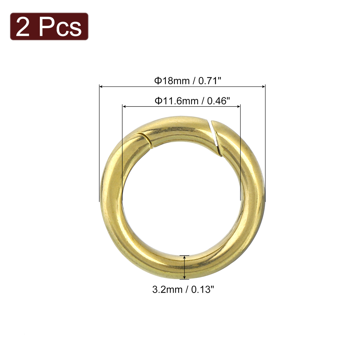 uxcell Uxcell 2Pcs Metal Spring O Rings 0.46"(11.6mm), Brass Spring Keyring Buckles