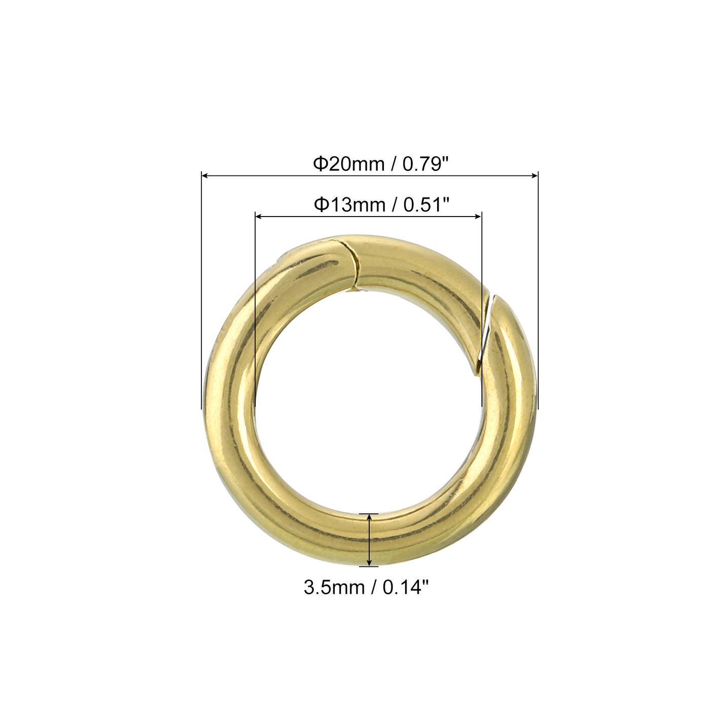 uxcell Uxcell Metal Spring O Rings 0.51"(13mm), Brass Spring Keyring Buckles