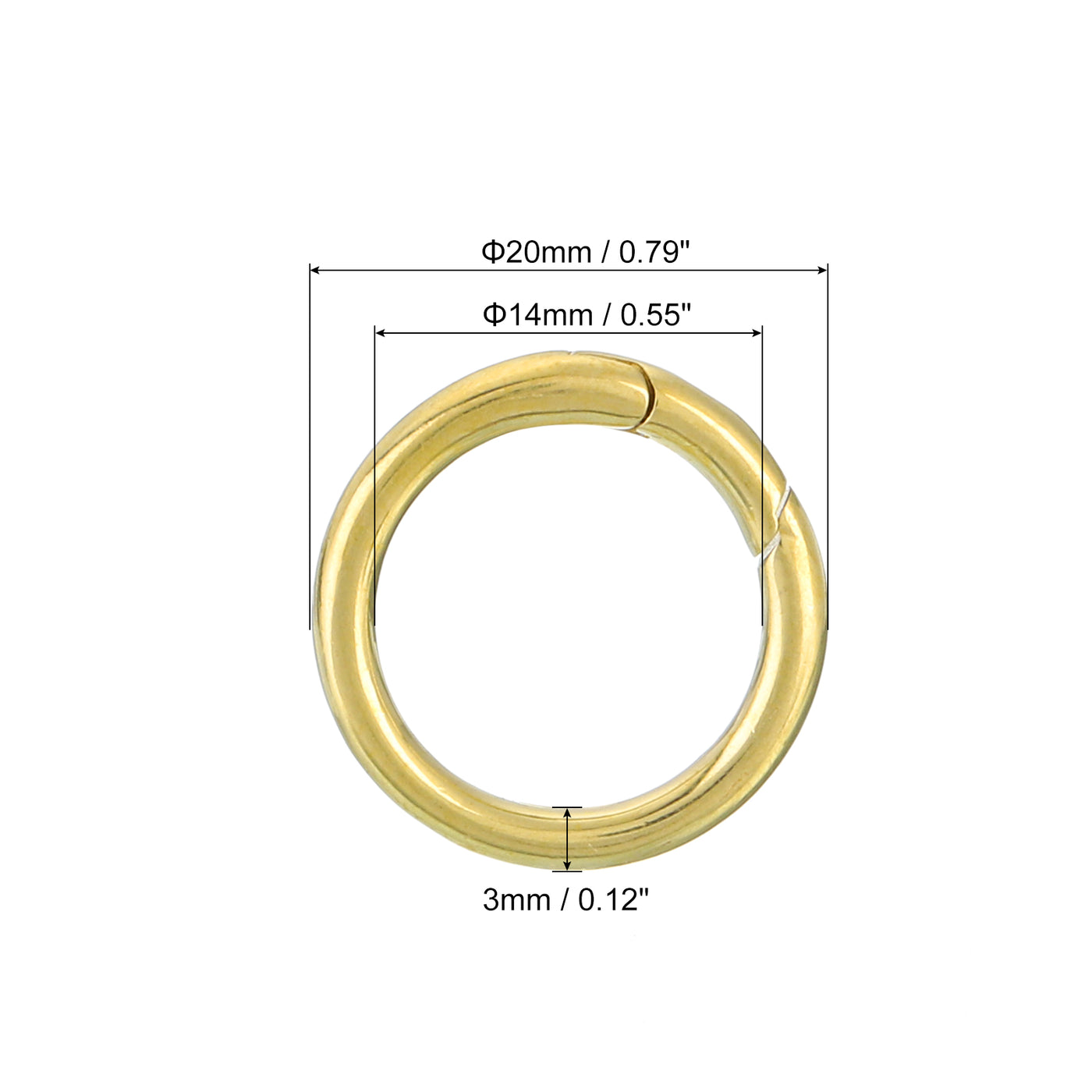 uxcell Uxcell Metal Spring O Rings 0.55"(14mm), Brass Spring Keyring Buckles