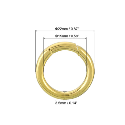 Harfington Uxcell Metal Spring O Rings 0.59"(15mm), Brass Spring Keyring Buckles