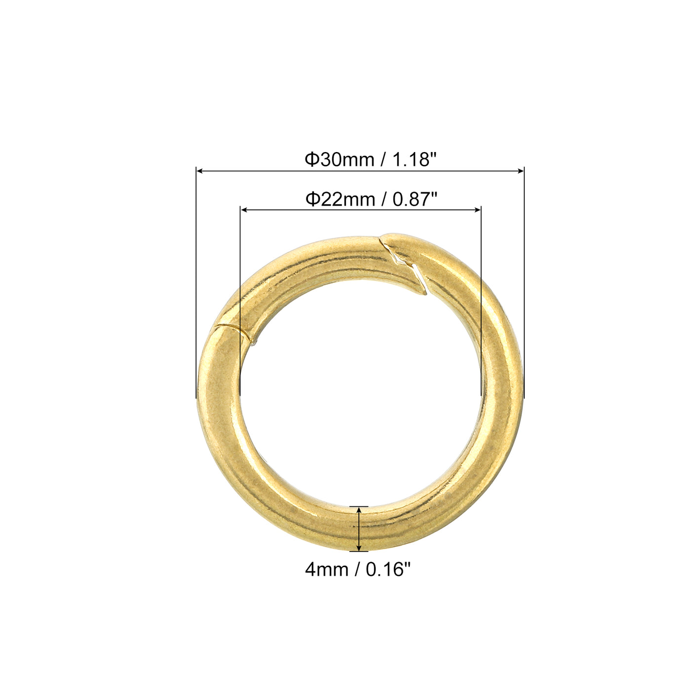 uxcell Uxcell Metal Spring O Rings 0.87"(22mm), Brass Spring Keyring Buckles