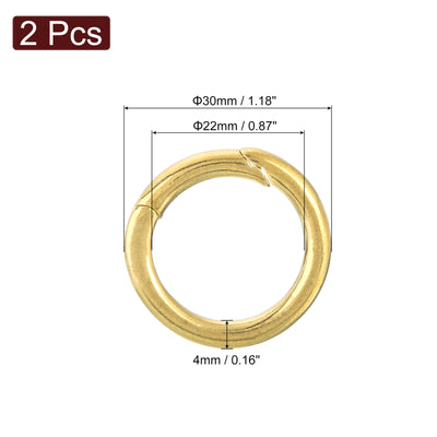 Harfington Uxcell 2Pcs Metal Spring O Rings 0.87"(22mm), Brass Spring Keyring Buckles