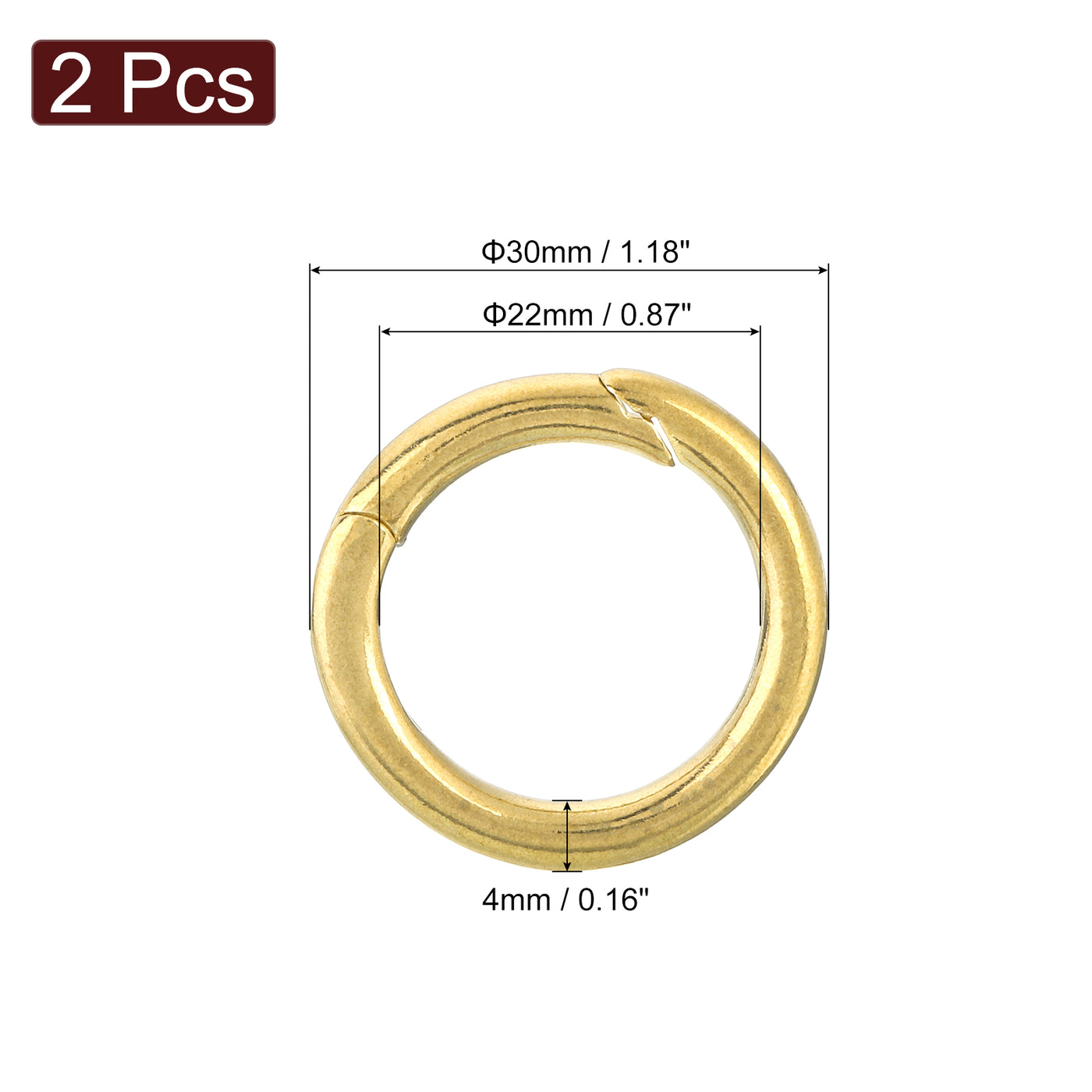 uxcell Uxcell 2Pcs Metal Spring O Rings 0.87"(22mm), Brass Spring Keyring Buckles