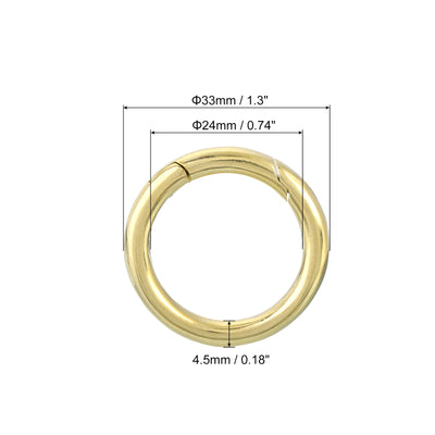 Harfington Uxcell Metal Spring O Rings 0.94"(24mm), Brass Spring Keyring Buckles