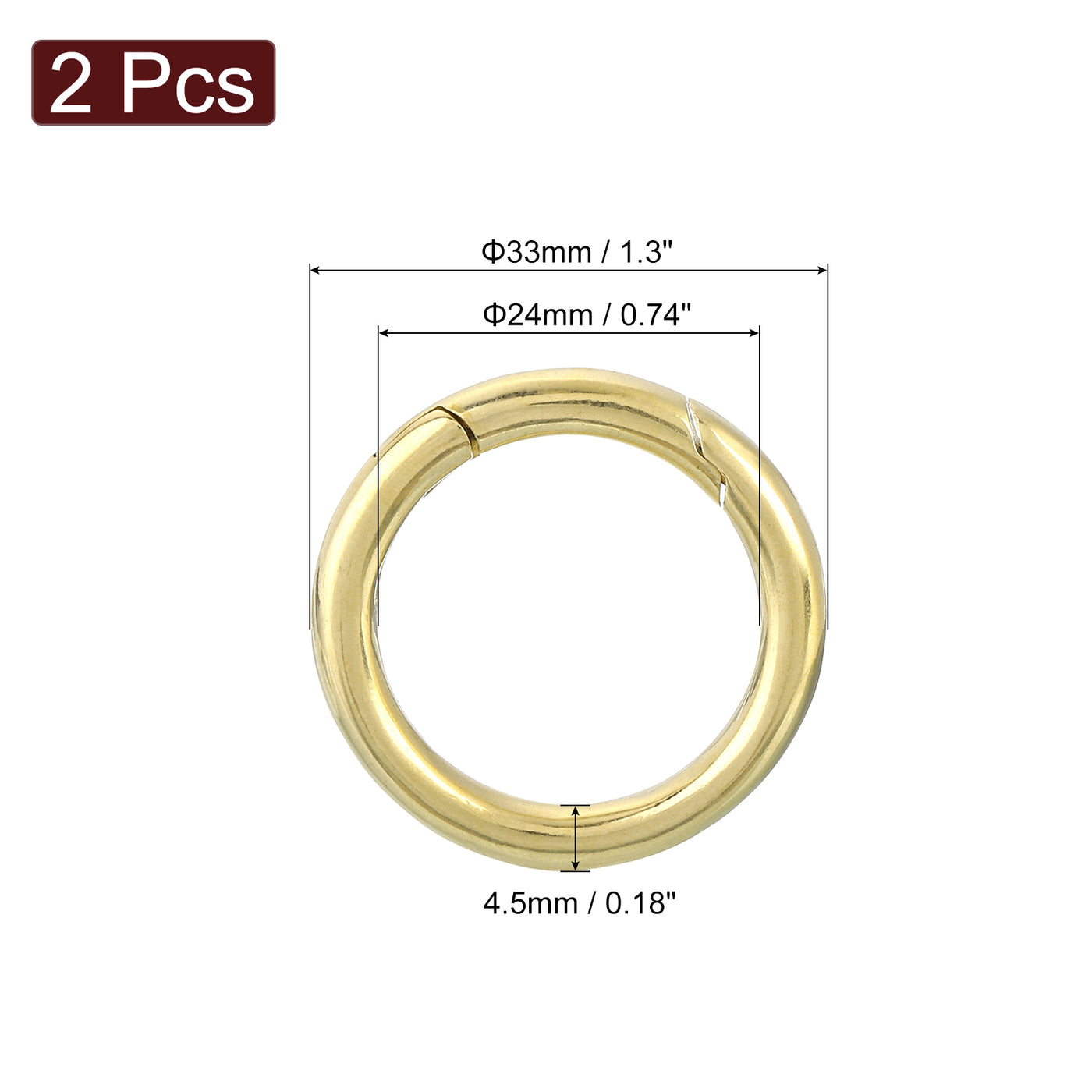 uxcell Uxcell 2Pcs Metal Spring O Rings 0.94"(24mm), Brass Spring Keyring Buckles