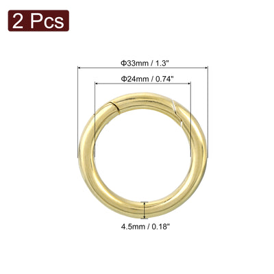 Harfington Uxcell 2Pcs Metal Spring O Rings 0.94"(24mm), Brass Spring Keyring Buckles