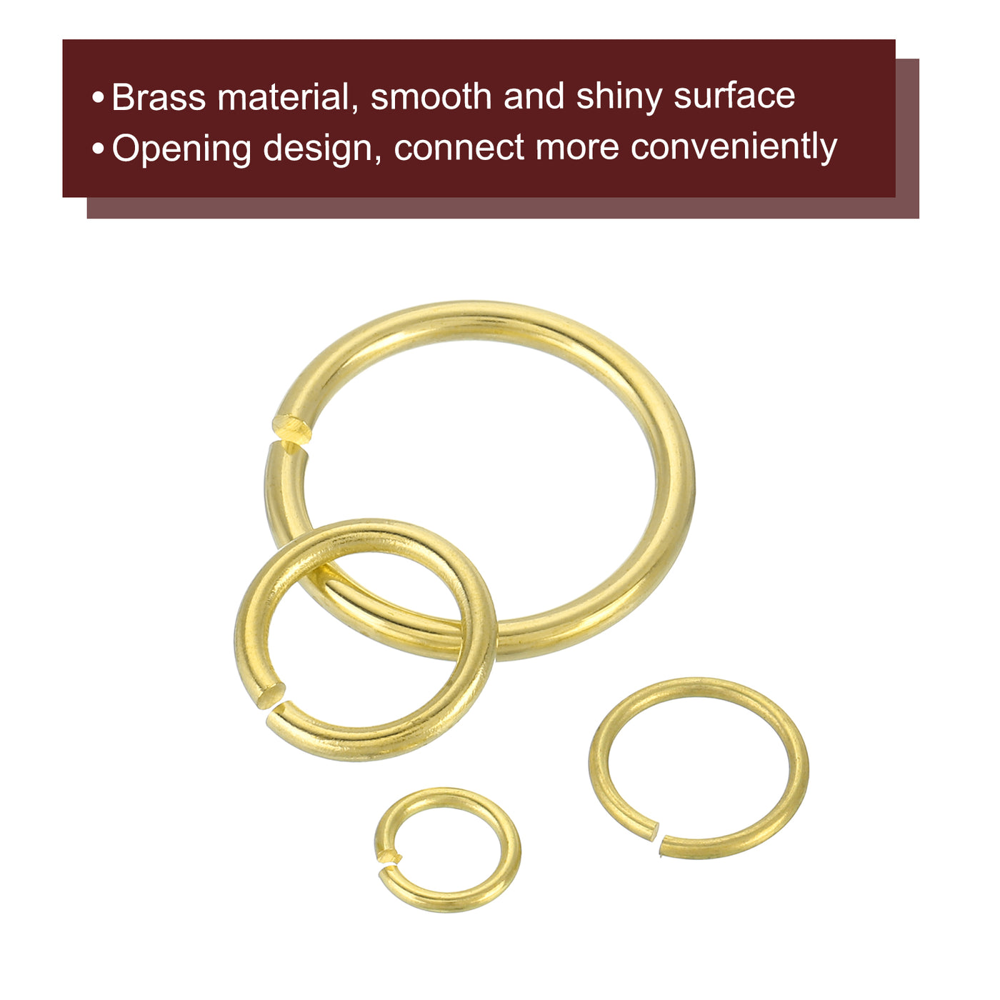 uxcell Uxcell 50 Stück Offene Sprungringe, 8 mm/0,31" OD Messing Sprungringverbinder 1 mm dick O-Ringe für Halsketten Armband Schmuckherstellung Schlüsselanhänger DIY Handwerk, Goldfarben