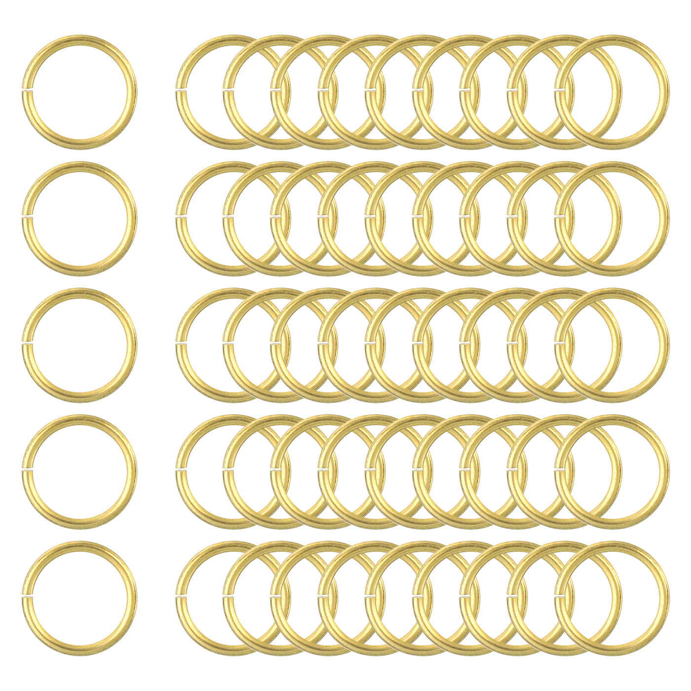 uxcell Uxcell 50 Stück Offene Sprungringe, 8 mm/0,31" OD Messing Sprungringverbinder 1 mm dick O-Ringe für Halsketten Armband Schmuckherstellung Schlüsselanhänger DIY Handwerk, Goldfarben