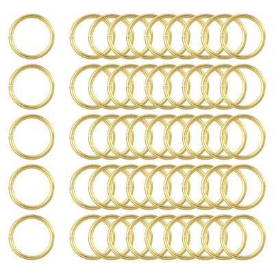 Harfington Uxcell 50 Stück Offene Sprungringe, 8 mm/0,31" OD Messing Sprungringverbinder 1 mm dick O-Ringe für Halsketten Armband Schmuckherstellung Schlüsselanhänger DIY Handwerk, Goldfarben