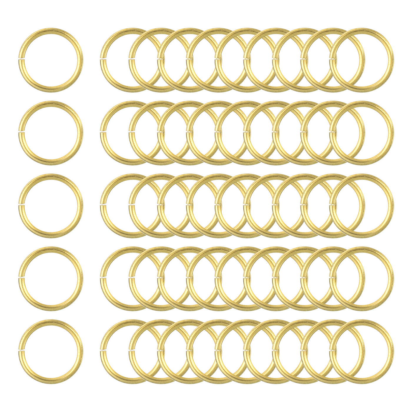 uxcell Uxcell 50 Stück Offene Sprungringe, 10 mm/0,39" OD Messing Sprungringverbinder 1 mm dick O-Ringe für Halsketten Armband Schmuckherstellung Schlüsselanhänger DIY Basteln, Goldfarben