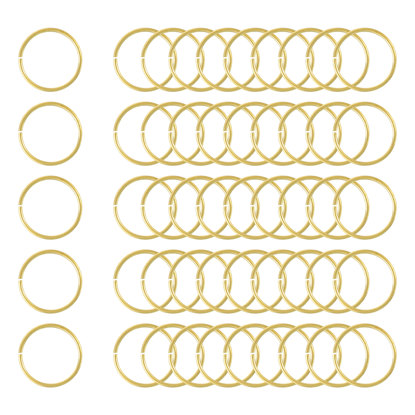 uxcell Uxcell 50Pcs Open Jump Rings, 15mm/0.59" Brass Jump Ring Connectors 1mm Thick O Rings