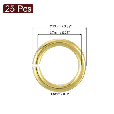 Harfington Uxcell 25Pcs Open Jump Rings, 10mm/0.39" Brass Jump Ring Connectors 1.5mm Thick O Rings