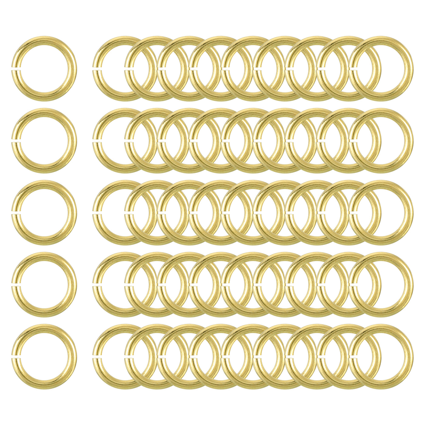 uxcell Uxcell 50 Stück Offene Sprungringe, 10 mm/0,39" OD Messing Sprungringverbinder 1,5 mm dick O-Ringe für Halsketten Armbänder Schmuckherstellung Schlüsselanhänger DIY Basteln, Goldfarben