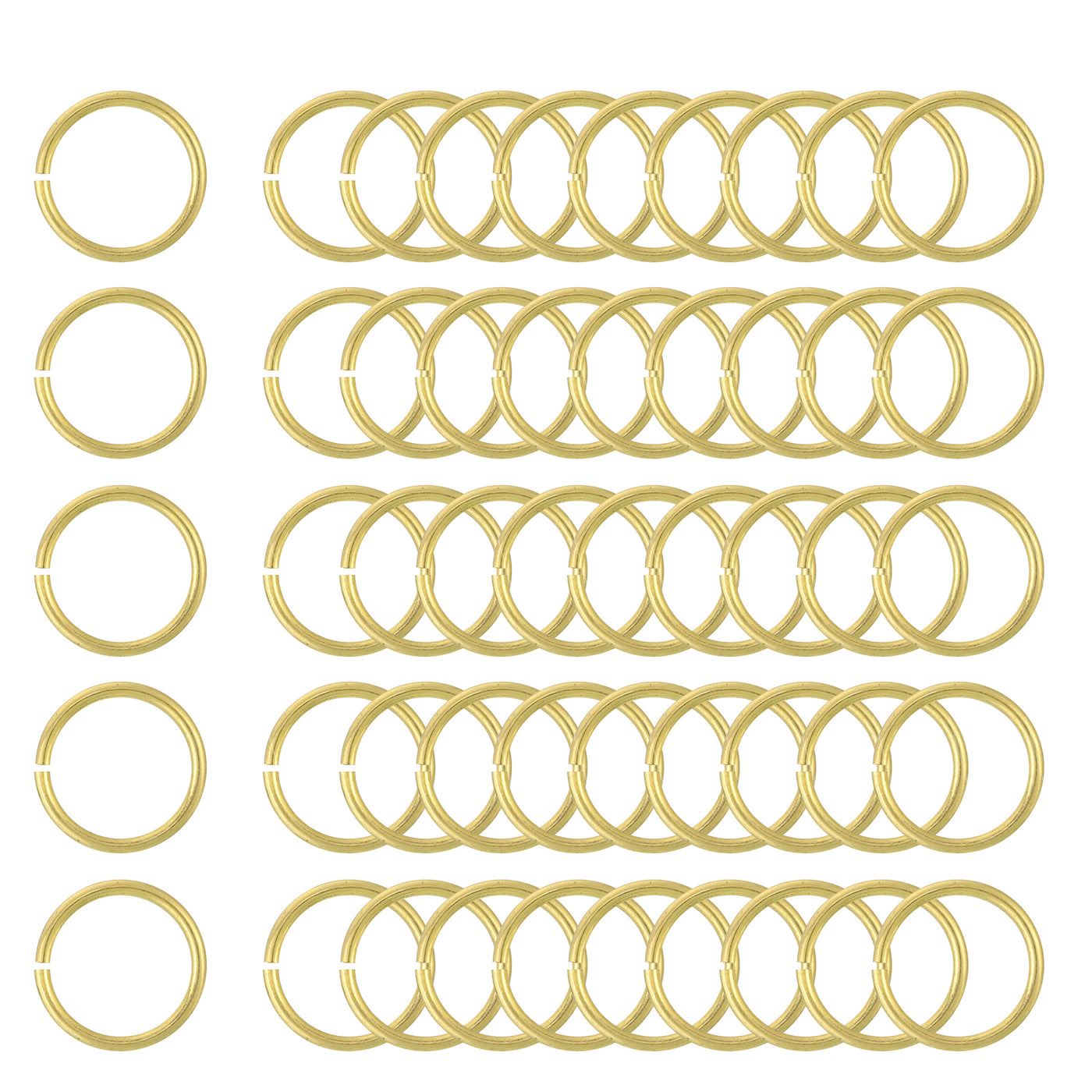 uxcell Uxcell 50Pcs Open Jump Rings, 15mm/0.59" Brass Jump Ring Connectors 1.5mm Thick O Rings