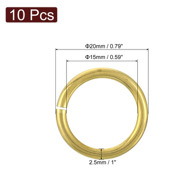 Harfington Uxcell 10Pcs Open Jump Rings, 20mm/0.79" Brass Jump Ring Connectors 2.5mm Thick O Rings