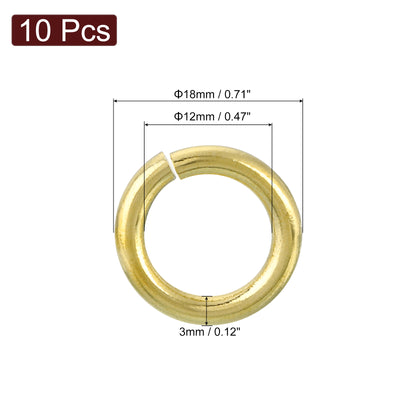 Harfington Uxcell 10Pcs Open Jump Rings, 18mm/0.71" Brass Jump Ring Connectors 3mm Thick O Rings