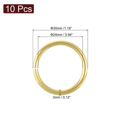 Harfington Uxcell 10Pcs Open Jump Rings, 30mm/1.18" Brass Jump Ring Connectors 3mm Thick O Rings