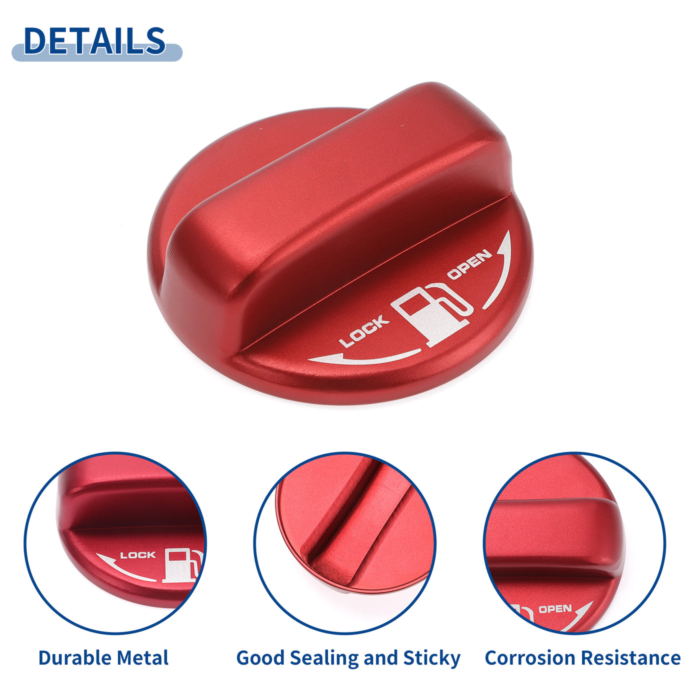 ACROPIX Metal Gas Fuel Tank Cap Cover Trim Sticker Red Fit for Toyota Hiace 200 Series - Pack of 1