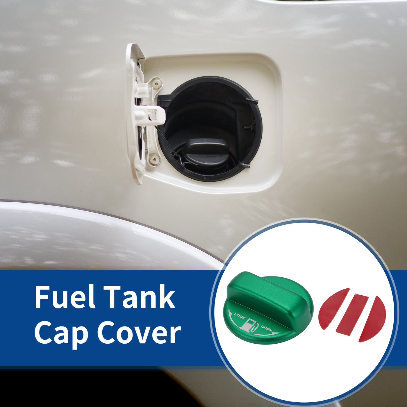 ACROPIX Metal Gas Fuel Tank Cap Cover Trim Sticker Green Fit for Toyota Hiace 200 Series - Pack of 1