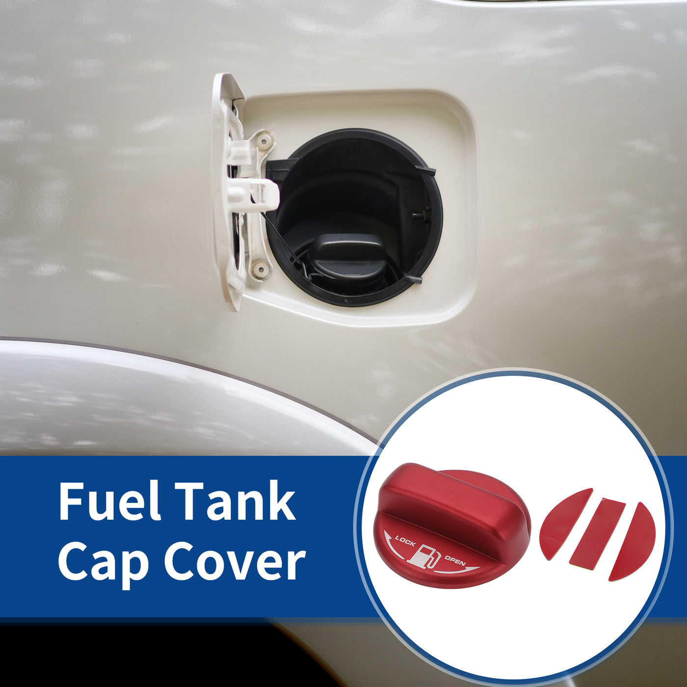 ACROPIX Metal Gas Fuel Tank Cap Cover Trim Sticker Red Fit for Toyota Alphard 20 Series 30 Series 40 Series - Pack of 1