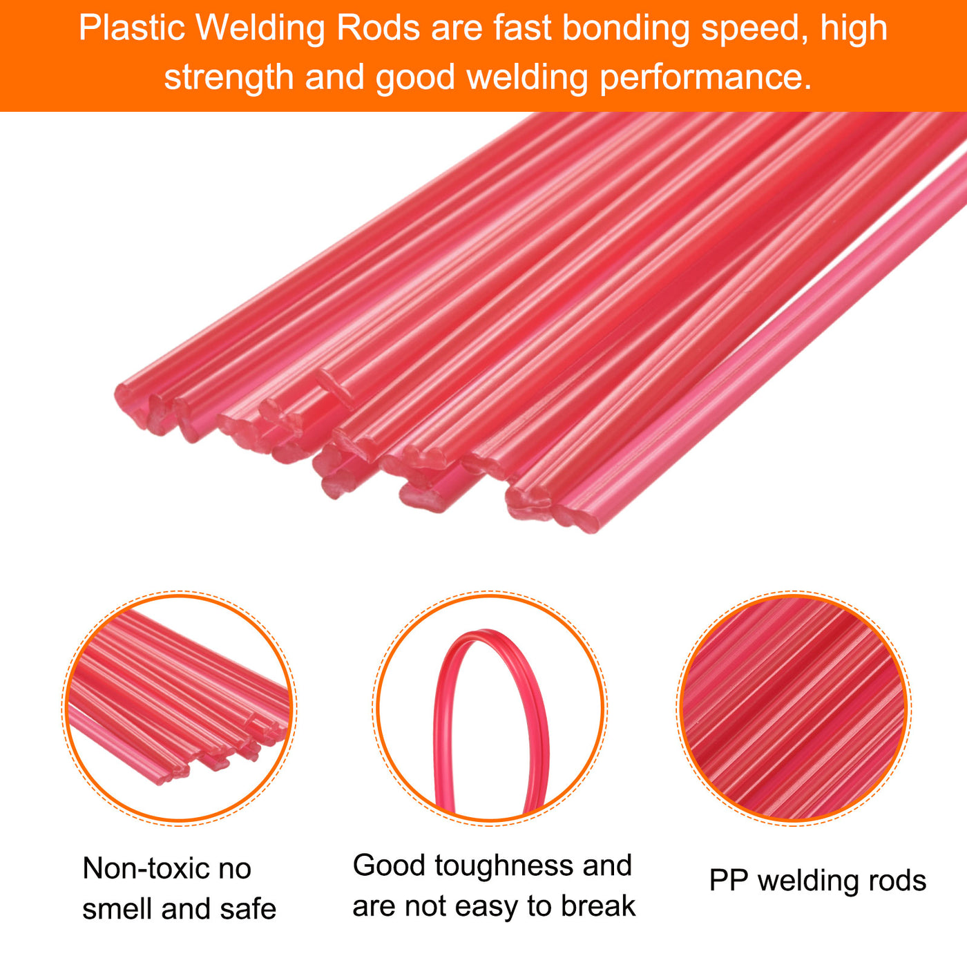 Harfington 20pcs 8 Inch Plastic Welding Rods PP Welding Strips Plastic Welder, Red