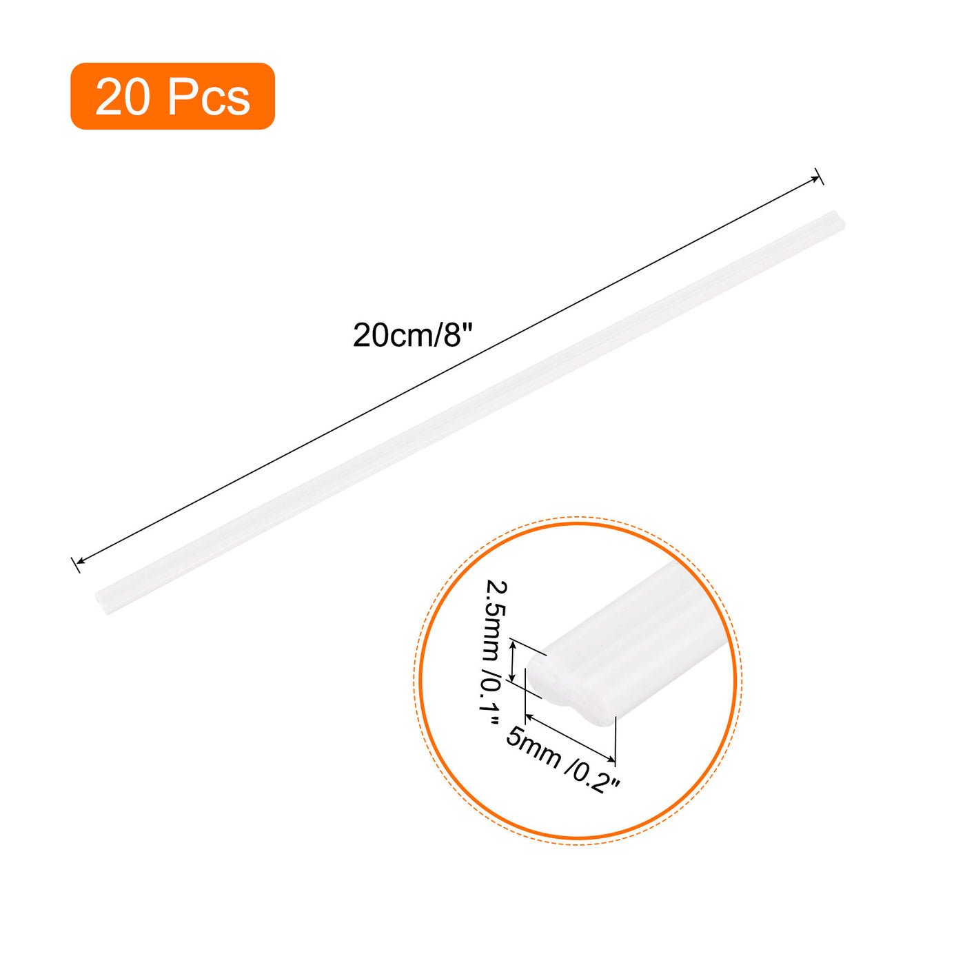 Harfington 20pcs 8 Inch Plastic Welding Rods PVC Welding Strips for Plastic Welder White