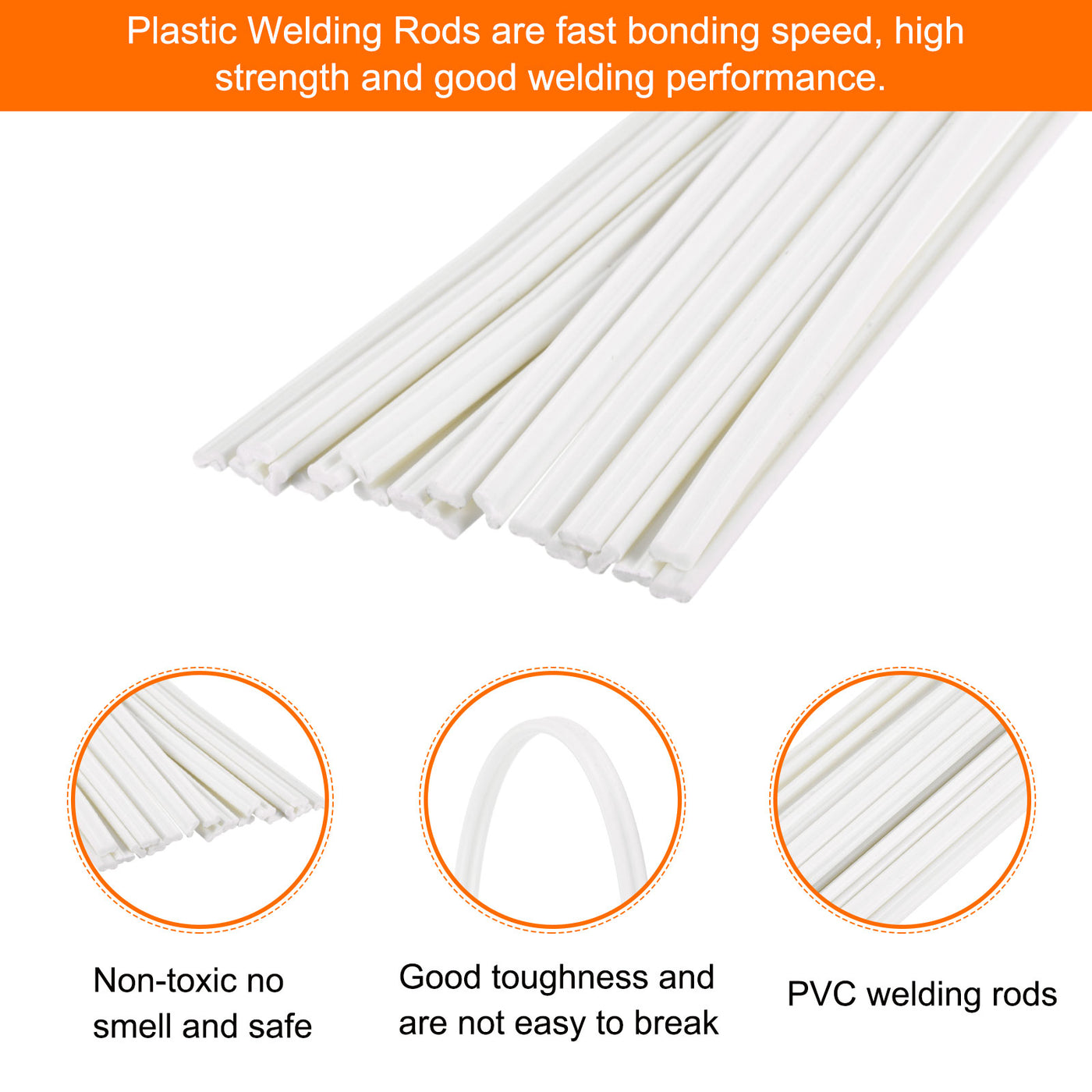 Harfington 20pcs 8 Inch Plastic Welding Rods PVC Welding Strips for Plastic Welder White