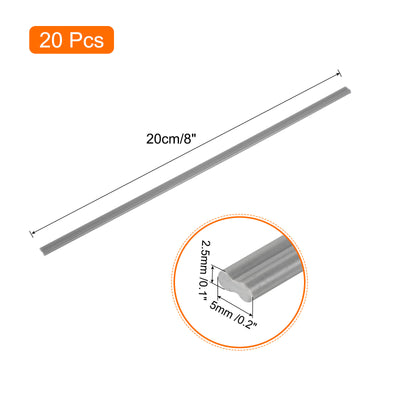 Harfington 20pcs 8 Inch Plastic Welding Rods PVC Welding Strips for Plastic Welder Grey