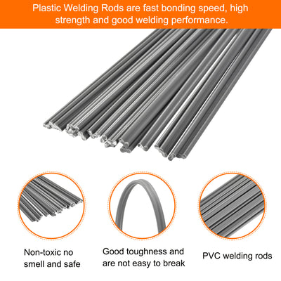 Harfington 20pcs 8 Inch Plastic Welding Rods PVC Welding Strips for Plastic Welder Grey