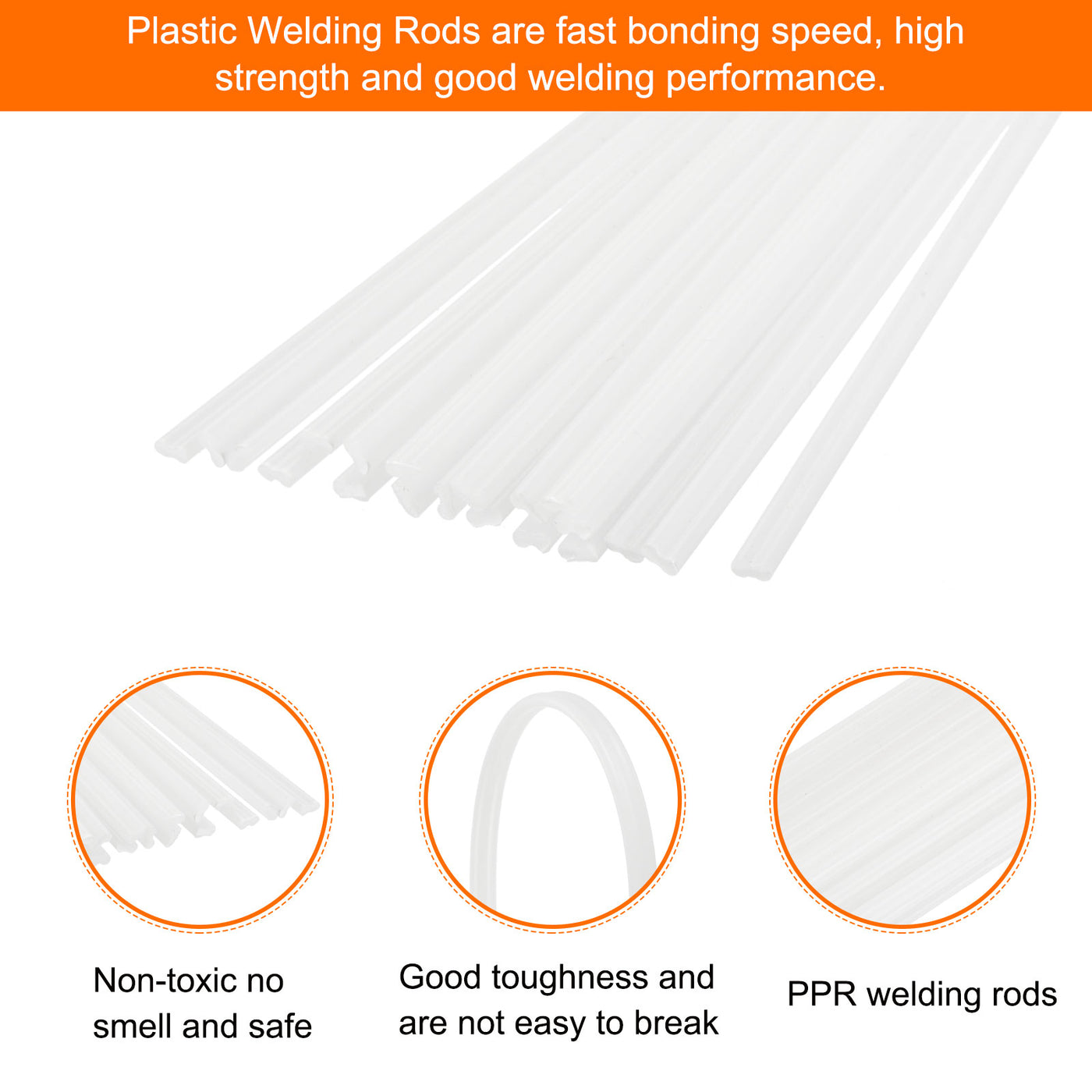 Harfington 20pcs 8 Inch Plastic Welding Rods PPR Welding Strips for Plastic Welder White