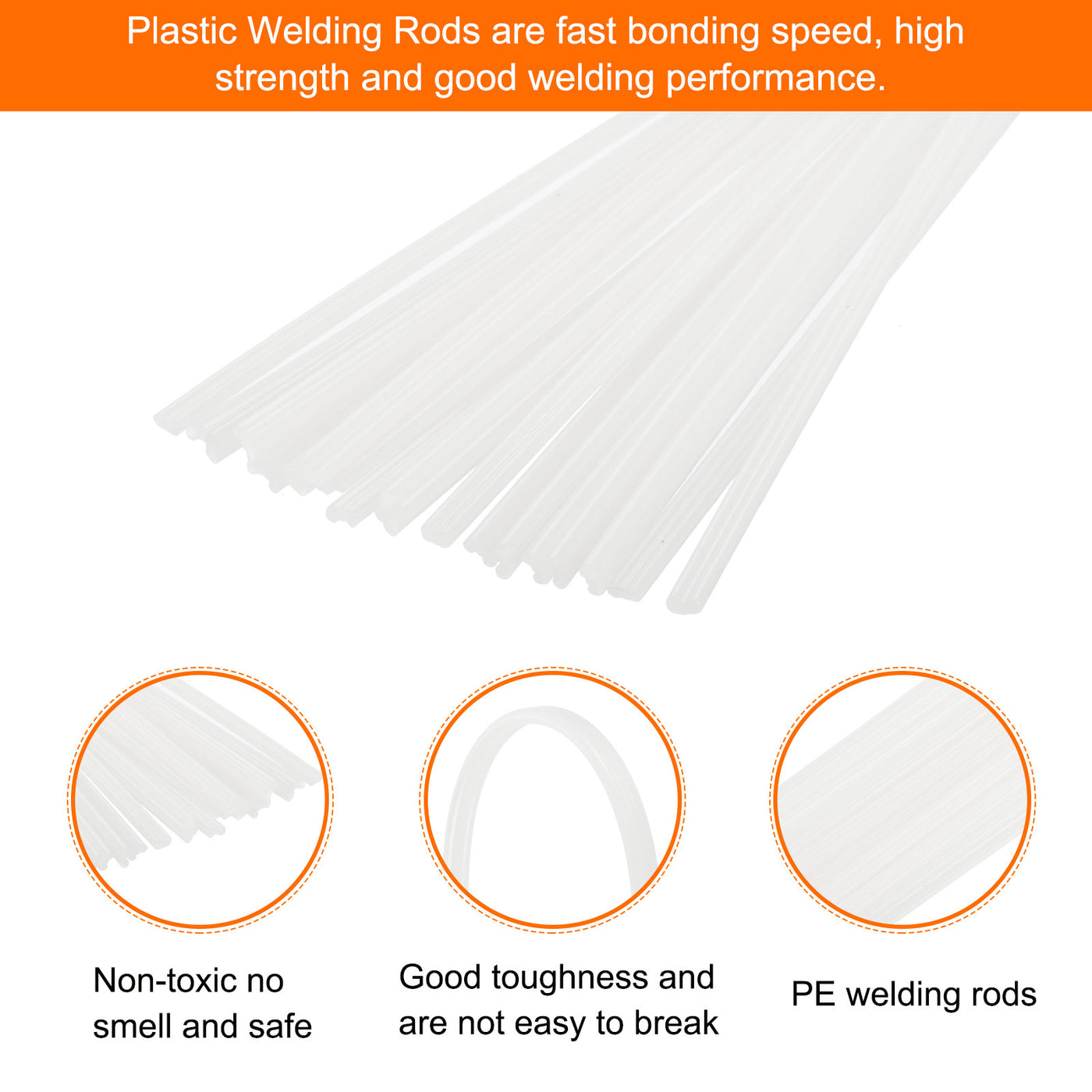 Harfington 20pcs 8 Inch Plastic Welding Rods PE Welding Strips for Plastic Welder White