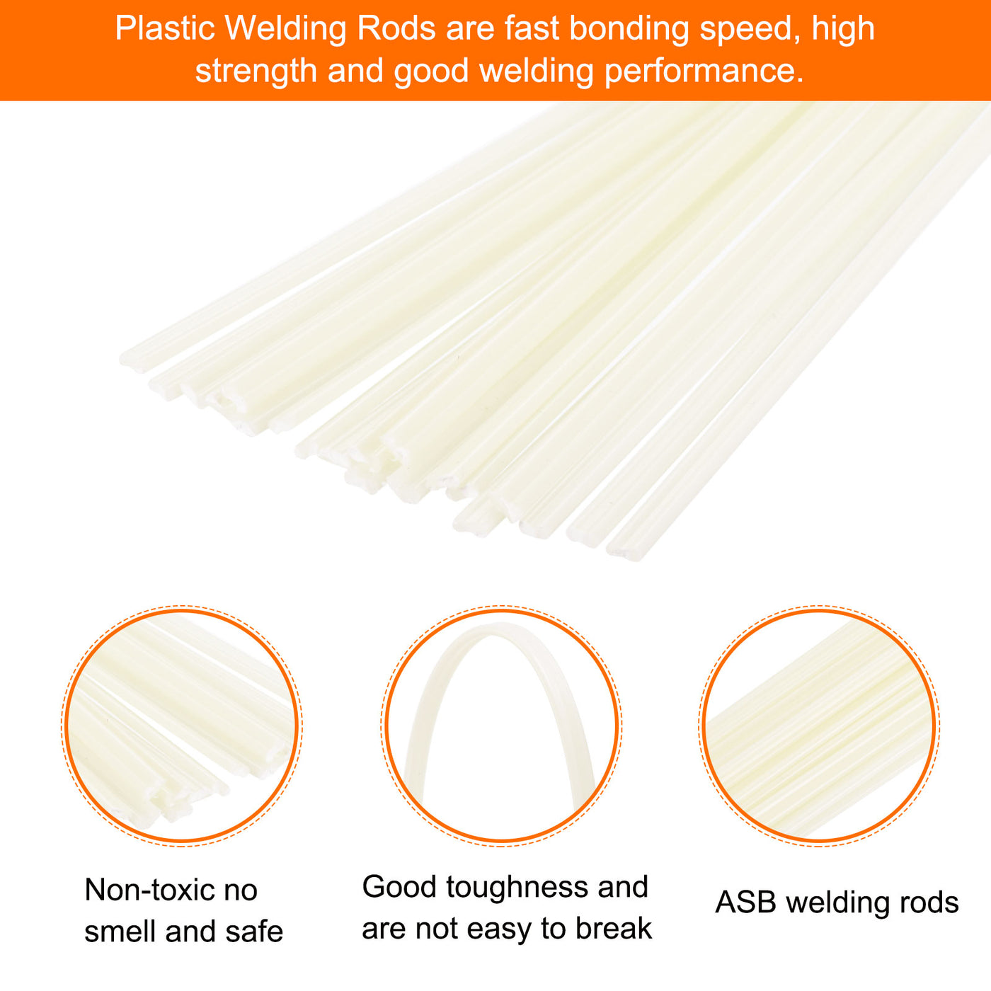 Harfington 20pcs 8 Inch Plastic Welding Rods ABS Welding Strips Light Yellow